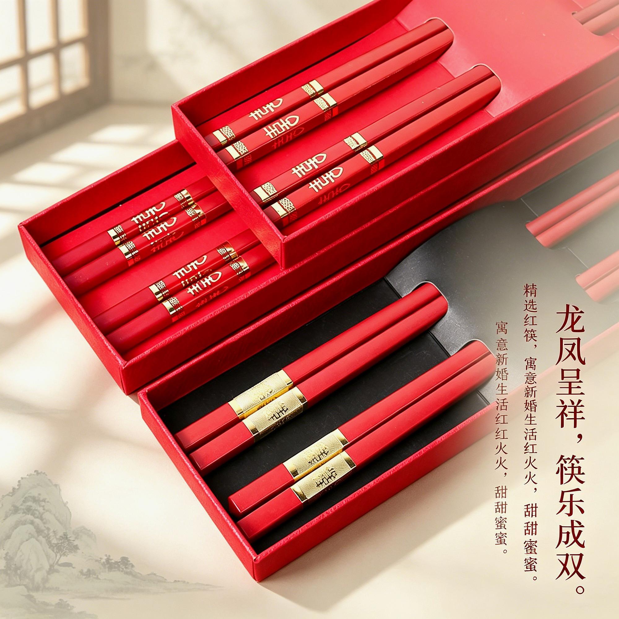 老式专用婚礼红筷子结婚喜庆筷
