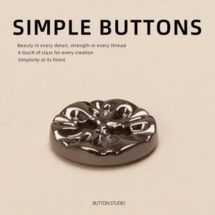 黑色拼接高端精致小纽扣衬衫女士高级扣子男式衬衣可爱灰色气质缎