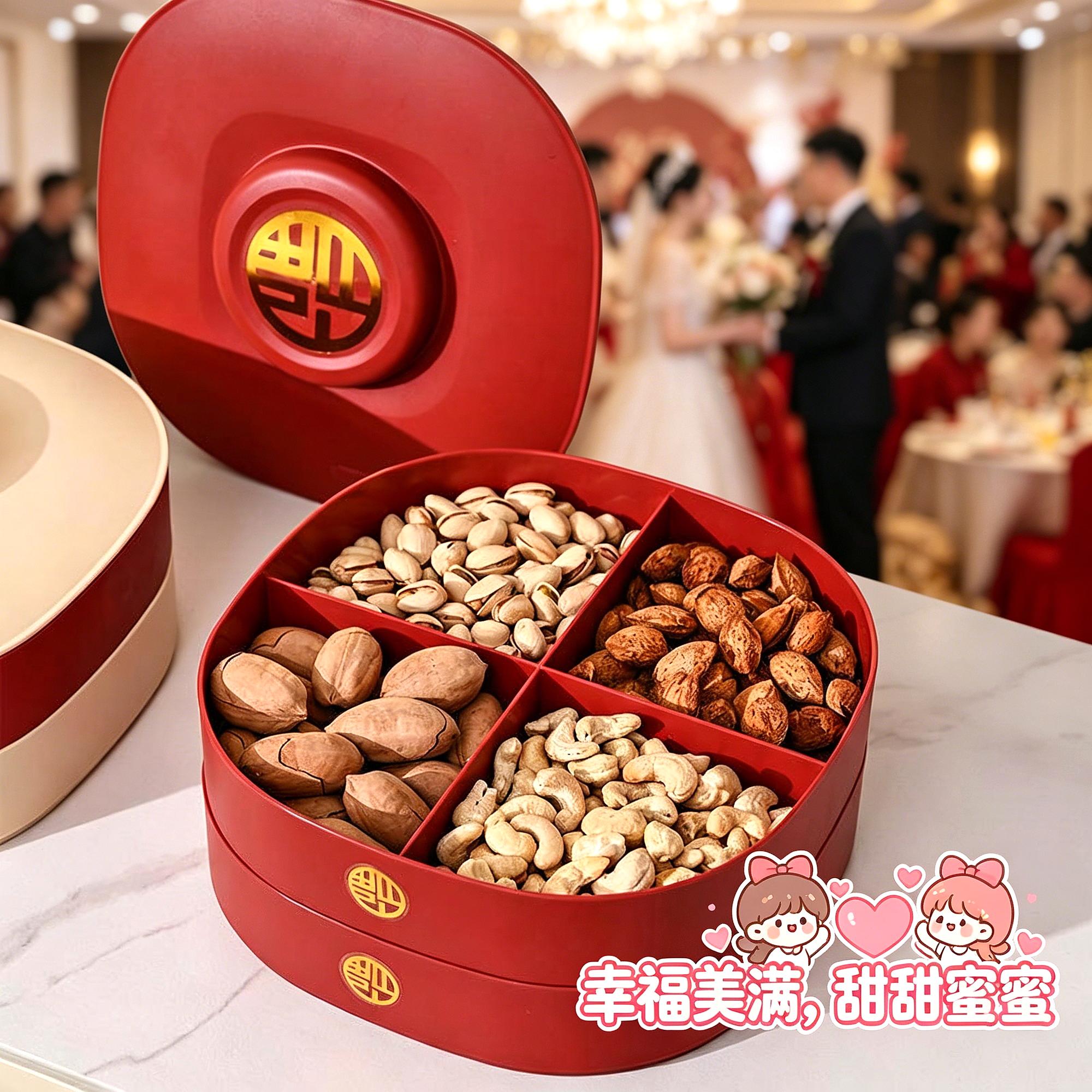 结婚果盘红色盘子订婚客厅专用