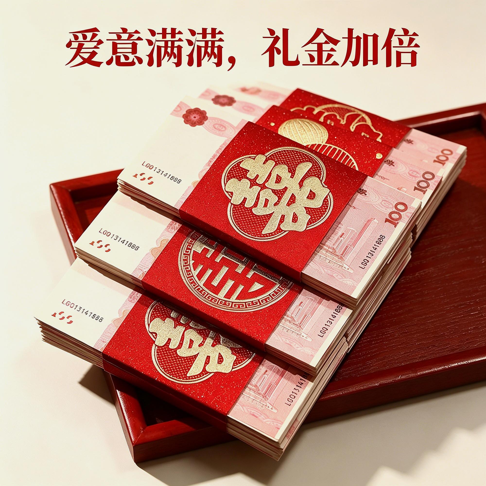 小孩扎带生日订婚彩礼捆钱套红