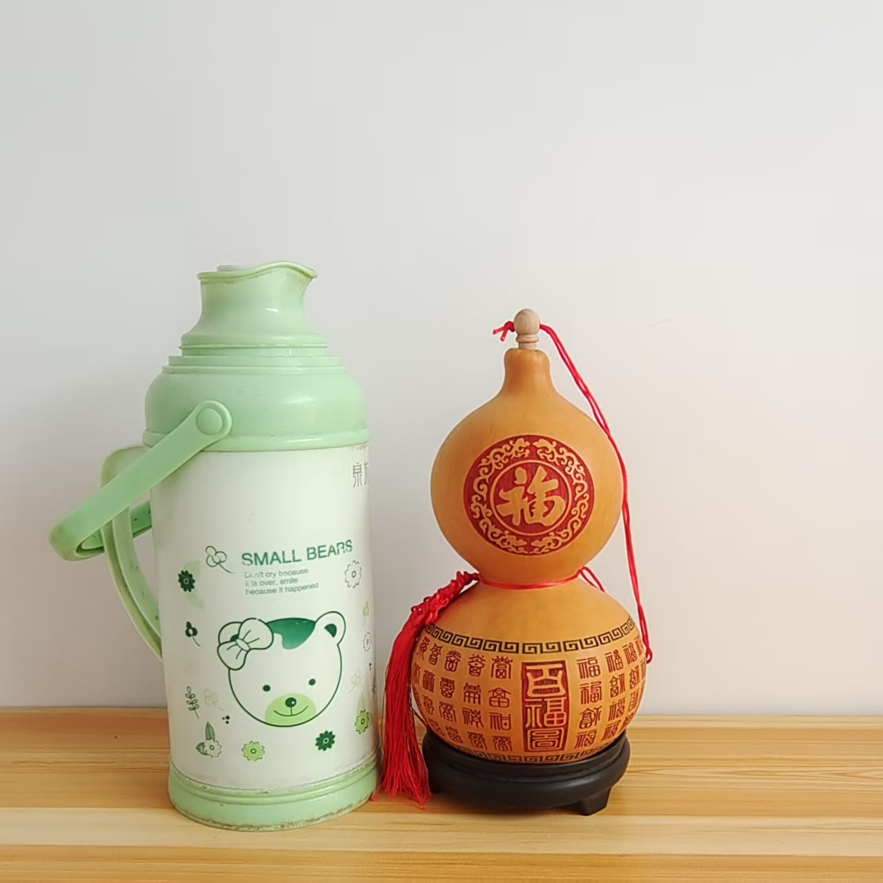 大葫芦开口百福禄寿喜财烙画摆件