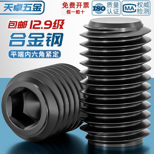 德国日本进口M3-M16 平端紧定螺丝12.9级内六角无头顶丝机米止付
