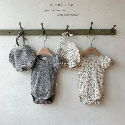 MONBEBE韩国童装代购26夏款女童婴童柔软可爱碎花包屁连身衣爬服