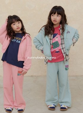 NAVI韩国童装代购26春女小大童棉柔插兜连帽卫衣外套宽松休闲卫裤