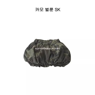 26夏女童小大童百搭迷彩服松紧腰花苞短裤 ZANCLOVER韩国童装 代购