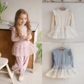 26春女童小大童菲边弹力打底衫 FLO韩国进口童装 代购 裙公主连衣裙