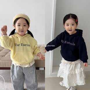 GOGUMA韩国进口童装代购 26春女童中小童字母没休闲连帽插兜卫衣