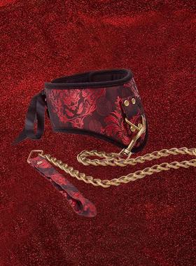 中国风丝绸颈链项圈马鞭皮鞭sp小圈工具套装牵引狗链子