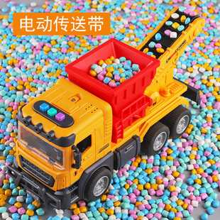 电动传输带工程车履带开门搅拌车玩具车儿童惯性音乐传送带大号