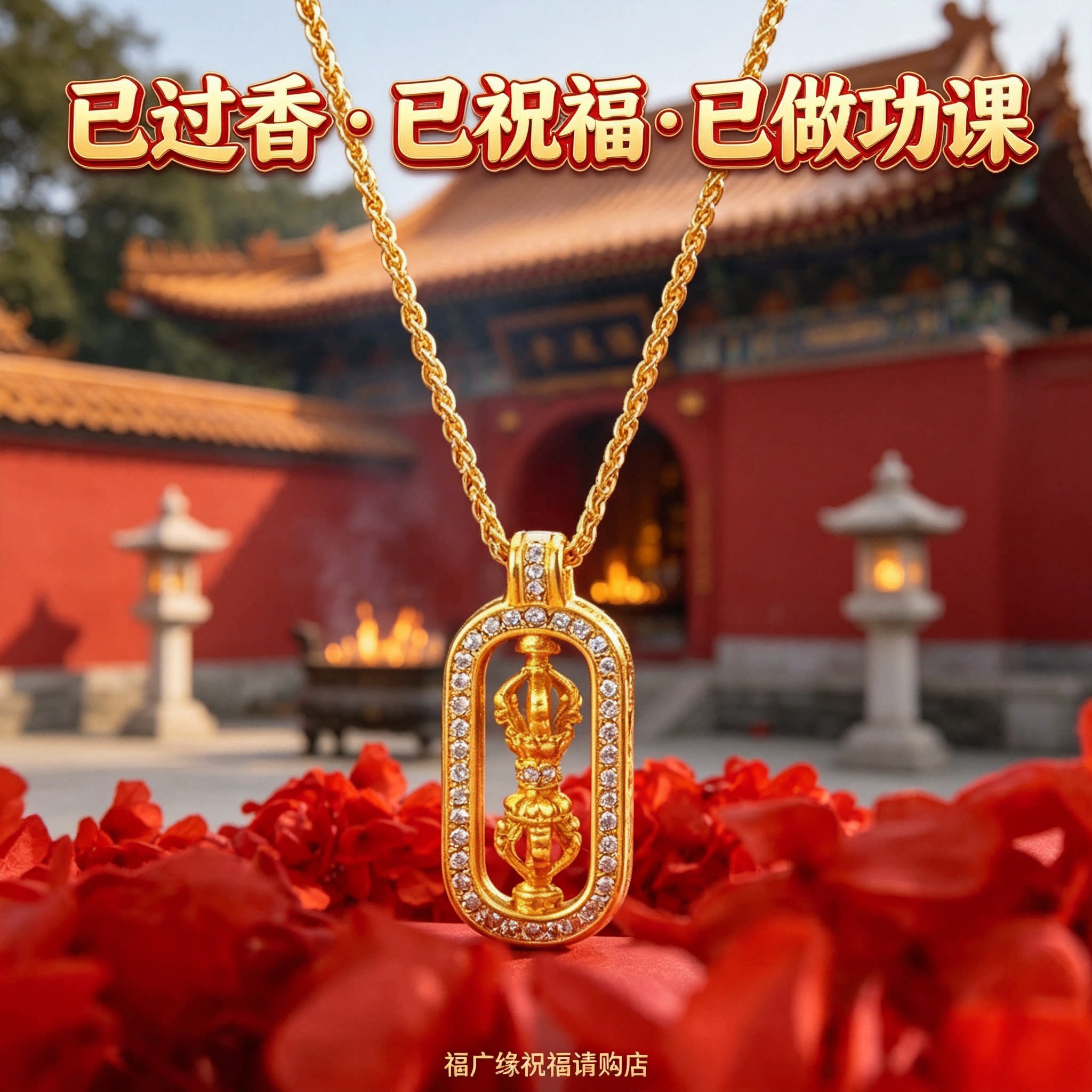 金色已祝福金刚杵貔貅转运项坠