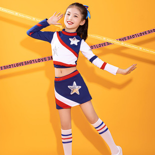六一儿童女童新款舞台校园拉拉队服啦啦操运动竞技服体操健美操装