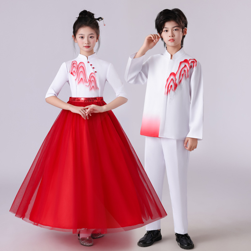 元旦中国风青春活力学生诗歌朗诵比赛服装儿童合唱服合唱团演出服