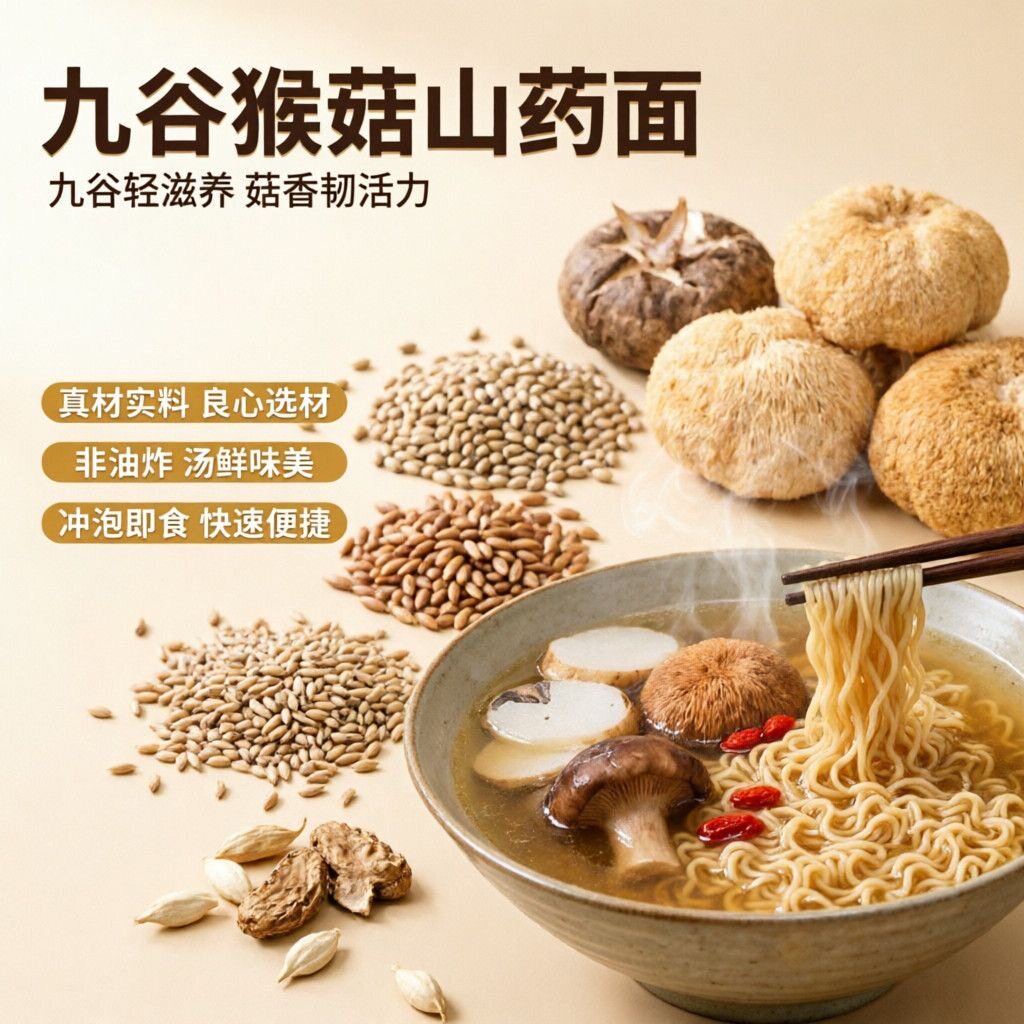 糖尿人专用零食可以吃无糖精九谷猴菇山药面非油炸方便面速食早餐