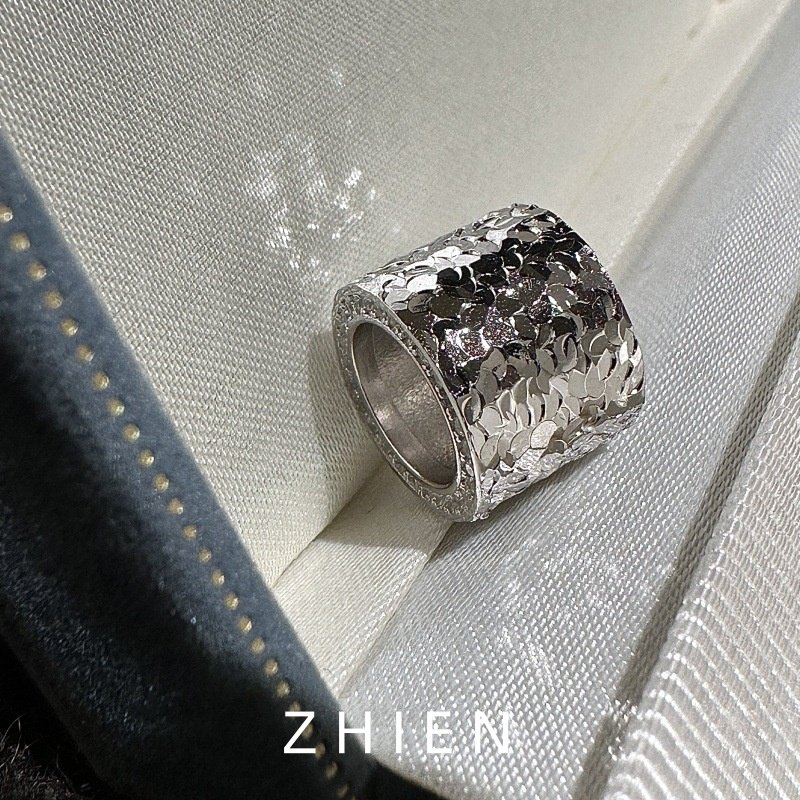 ZHIEN S925纯银碎冰冰吊坠转运珠镶钻轻奢项链坠子圆筒路路通挂件