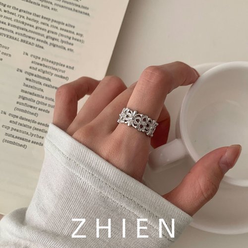 至恩S925纯银镂空戒指显气质指环