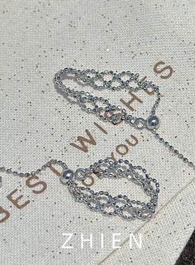 S925纯银蕾丝抽拉指环