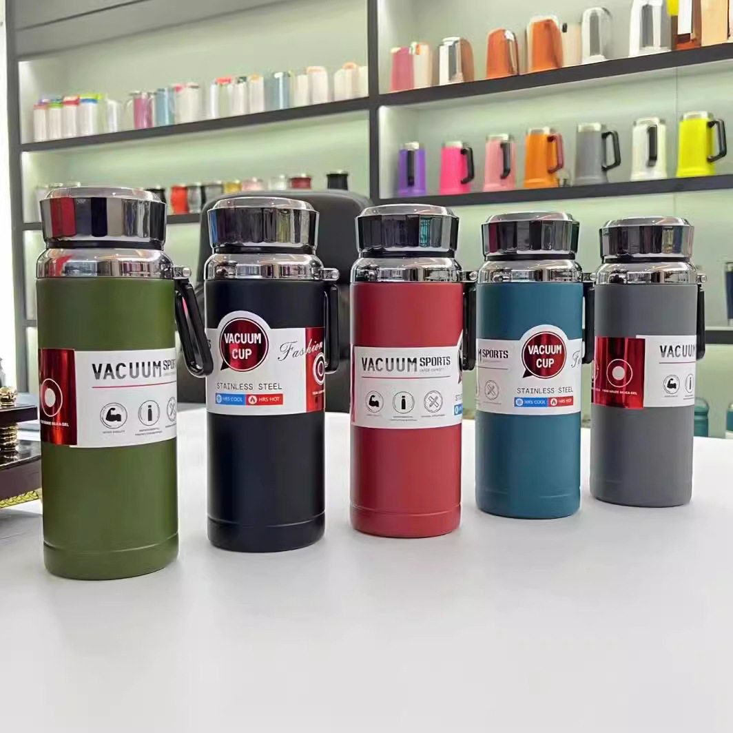 316不锈钢保温杯智能显温手提泡茶壶大容量户外运动水杯现货