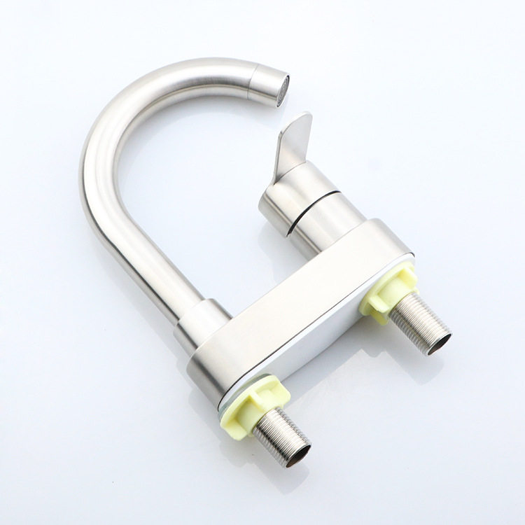 304不锈钢冷热水龙头台上盆洗手洗脸池冷暖面盆双孔洗脸盆水龙头