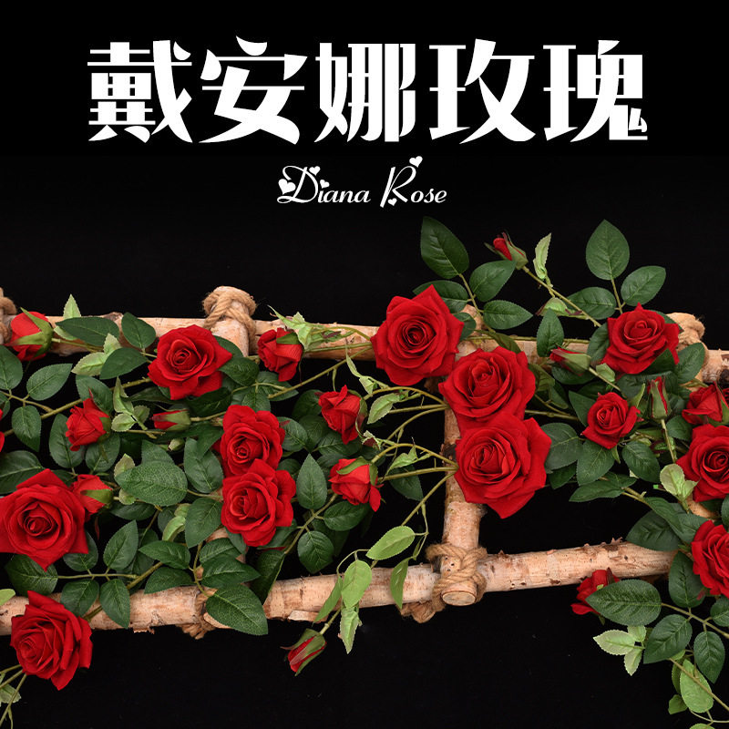 仿真玫瑰花藤藤蔓墙面壁