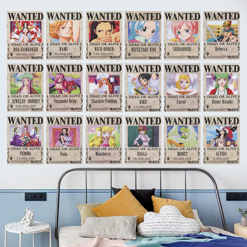 海贼王动漫周边贴纸草帽团悬赏通缉令尼卡路飞墙贴纸卧室宿舍装饰