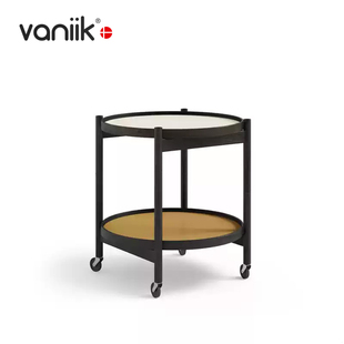 vaniik/北欧艺术设计样板间客厅实木小推车移动 Tray Table 边几