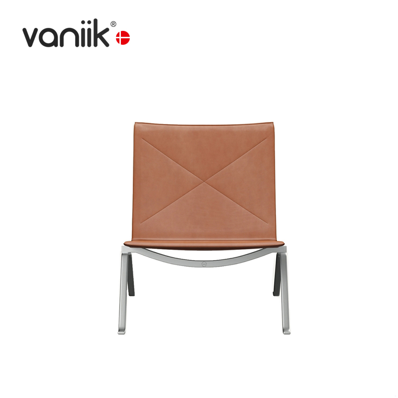 vaniik/经典轻奢不锈钢真皮沙发椅PK22 Easy Chair 设计休闲躺椅