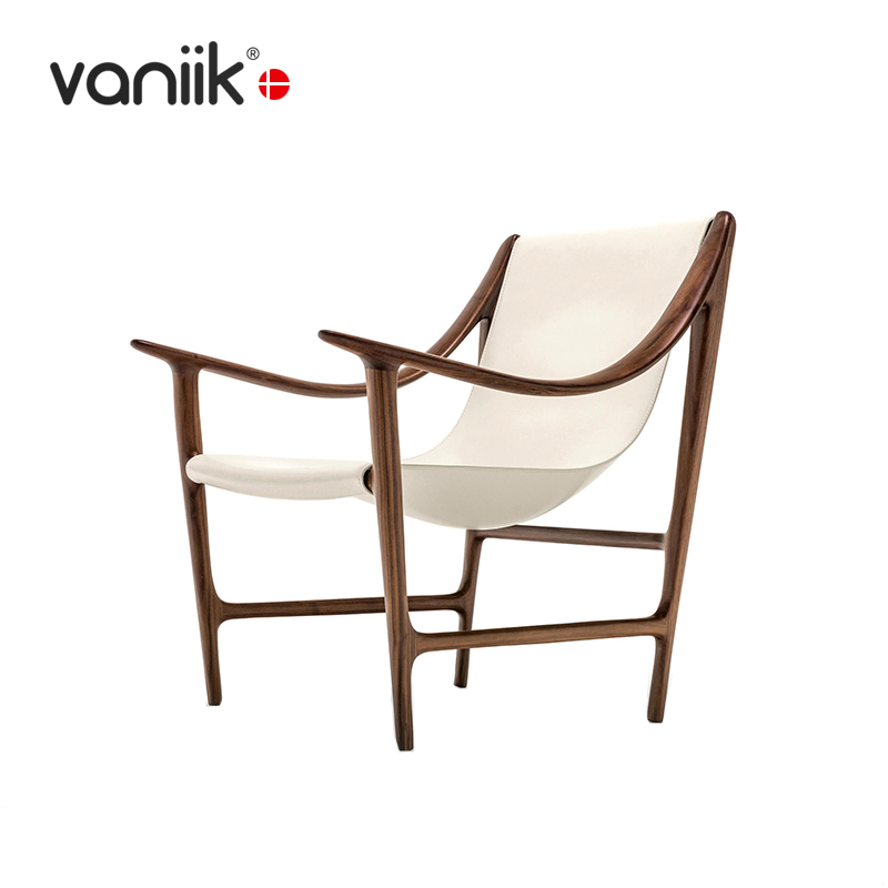 vaniik实木北欧椅马鞍皮