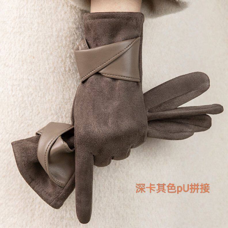 冬季加绒防风触屏骑行女士手套