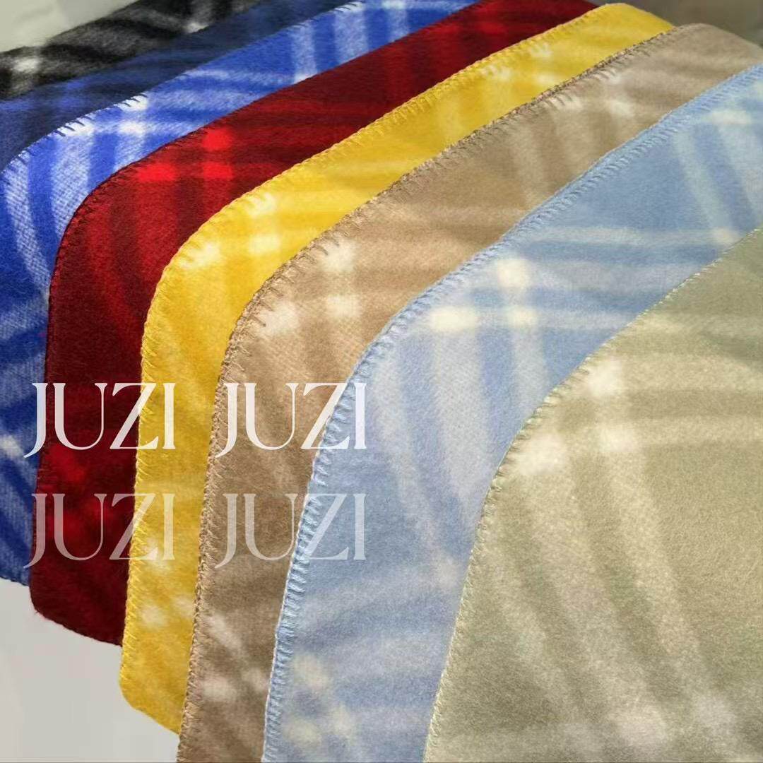 JUZI/带帽gao版本!博主同款连帽款双面格纹羊毛围巾披肩围脖