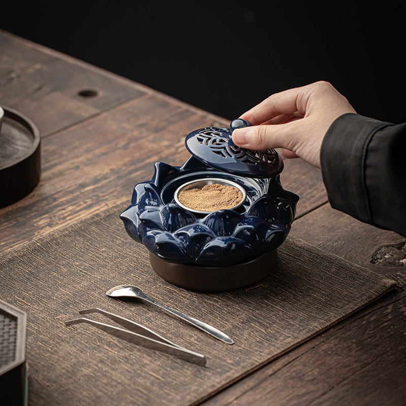 宝莲电子香薰炉香粉香精定时调温加热电薰炉熏香炉精油香炉荷花