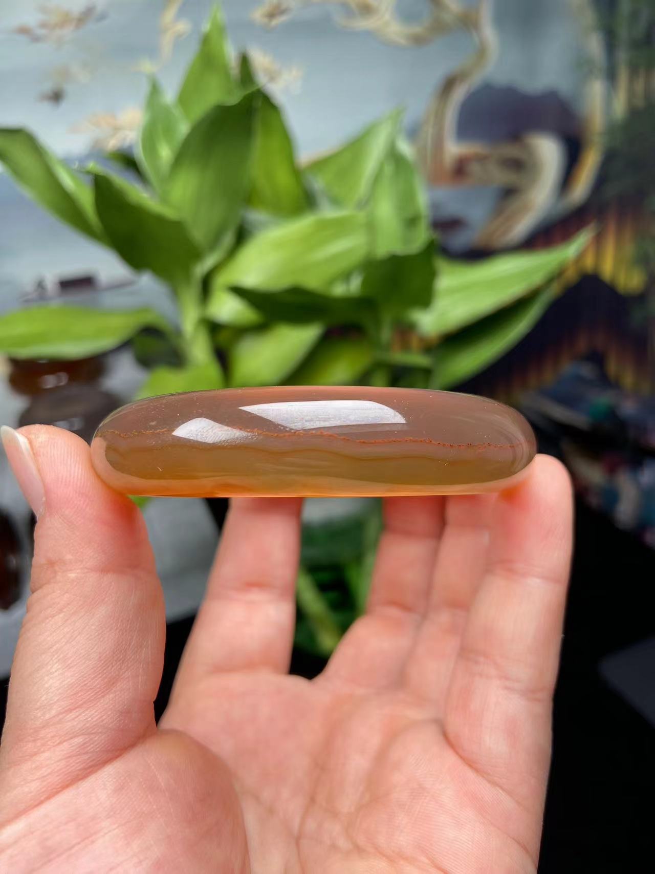 天然巴西玛瑙手镯原色玉髓冰种荧光民族风