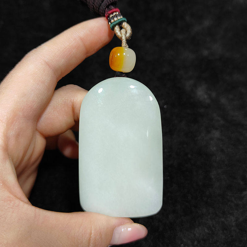 63克和田玉白玉籽料成品玉牌新疆白玉平安无事牌大气吊坠高端玉饰