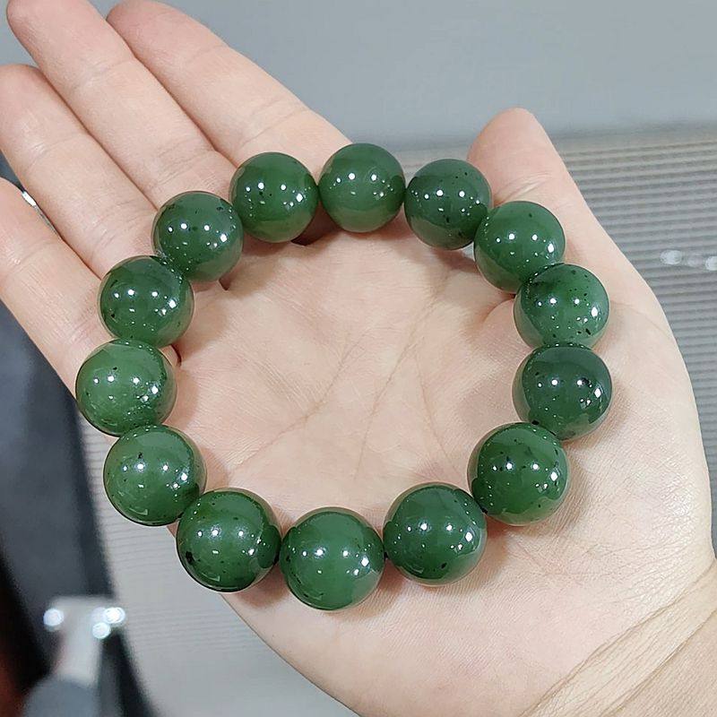 和田玉碧玉手串一细精品16mm圆珠