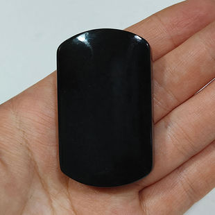 51克和田玉黑青玉平安无事牌 新疆纯黑玉牌黑羊脂吊坠把件雕刻料