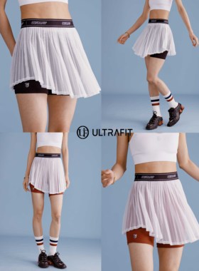 ULTRAFIT 可选内搭裤百褶裙运动压褶网纱半裙
