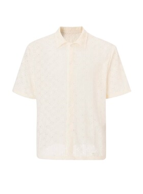 EMGR复古老钱风巴洛克提花短袖镂空透气肌理短款开衫针织夏季衬衫