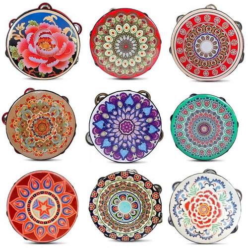 7寸铃鼓新疆维吾尔族手鼓幼儿园手拍鼓乐器敦煌飞天舞蹈道具考级