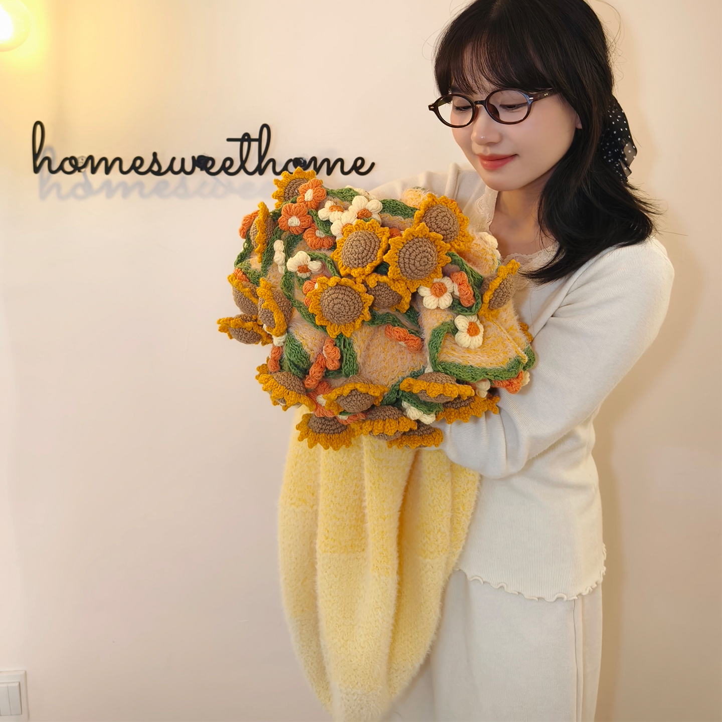 向日葵玫瑰花束毯子成品圣诞节生日礼物女生闺蜜实用高级感午睡毯