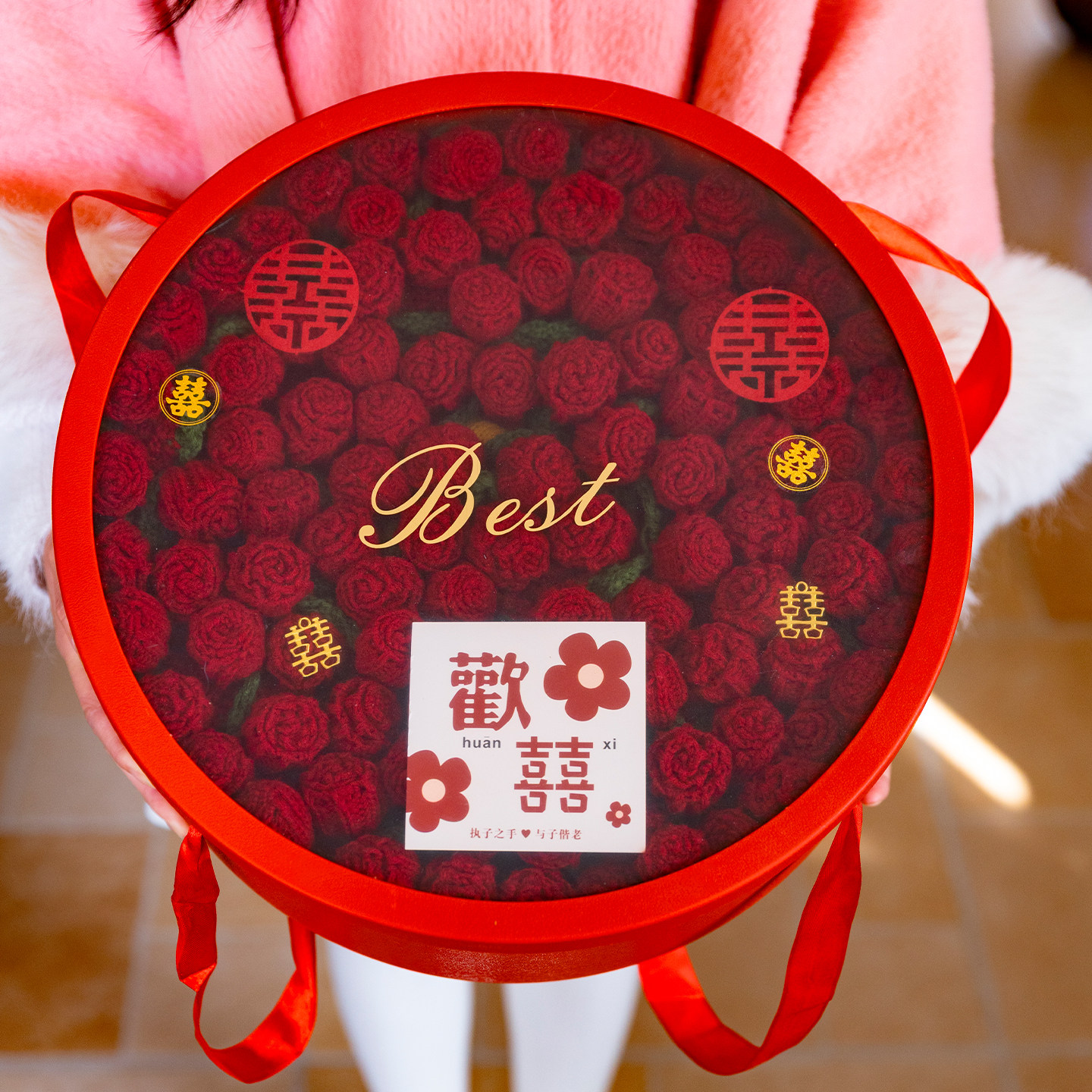 玫瑰花束毯百喜毯新婚结婚订婚礼物送新人新娘闺蜜特别的高级实用