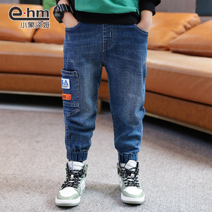 新款 小象汉姆童装 子2020秋装 儿童春秋长裤 中大童网红潮 男童牛仔裤