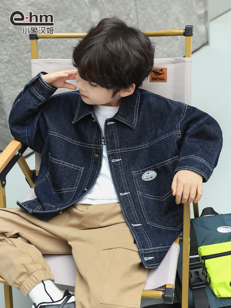 小象汉姆童装男童牛仔衣儿童外套秋季2023秋装新款中大童韩版潮