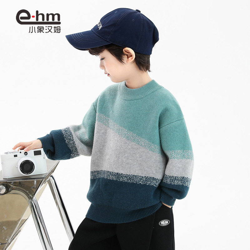 小象汉姆童装男童毛衣秋冬款儿童针织衫2024新款保暖洋气中大童潮