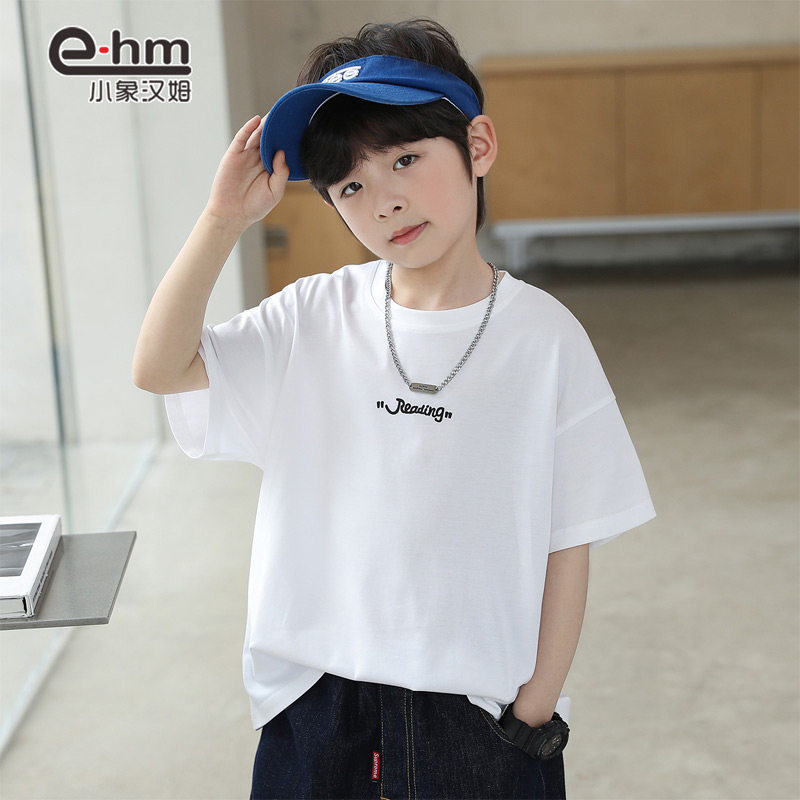 小象汉姆童装男童短袖t恤凉感2024新款冰爽运动休闲上衣儿童夏装