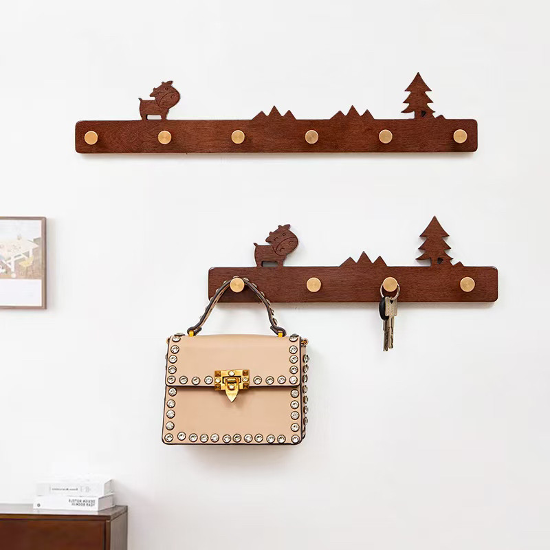 实木入户挂衣钩墙上挂衣架免打孔