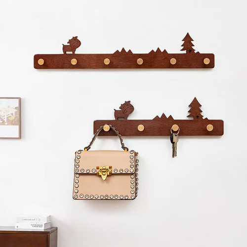 实木入户挂衣钩墙上挂衣架免打孔