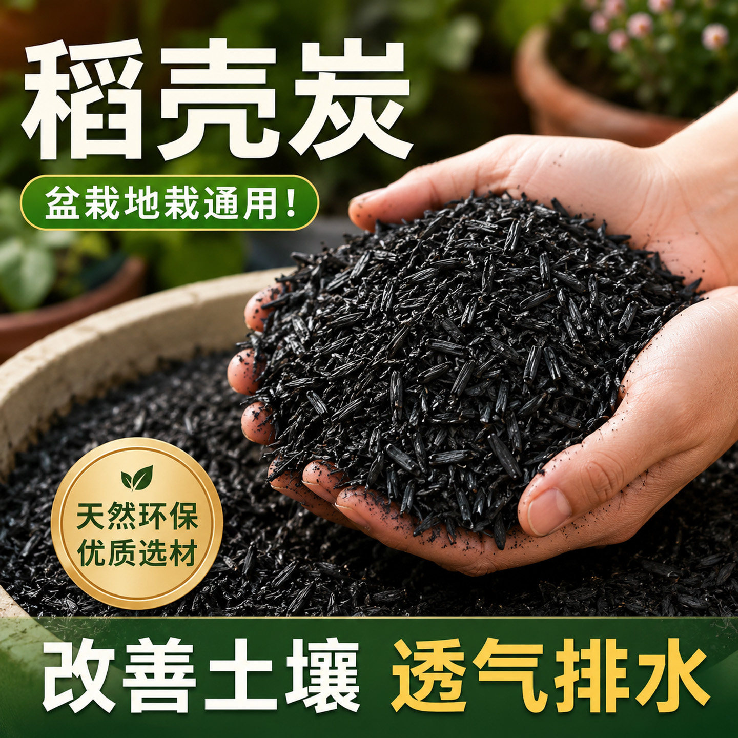 稻壳炭园艺草木灰腐熟肥料养花种菜碳化谷壳颗粒纯农家肥天然钾肥