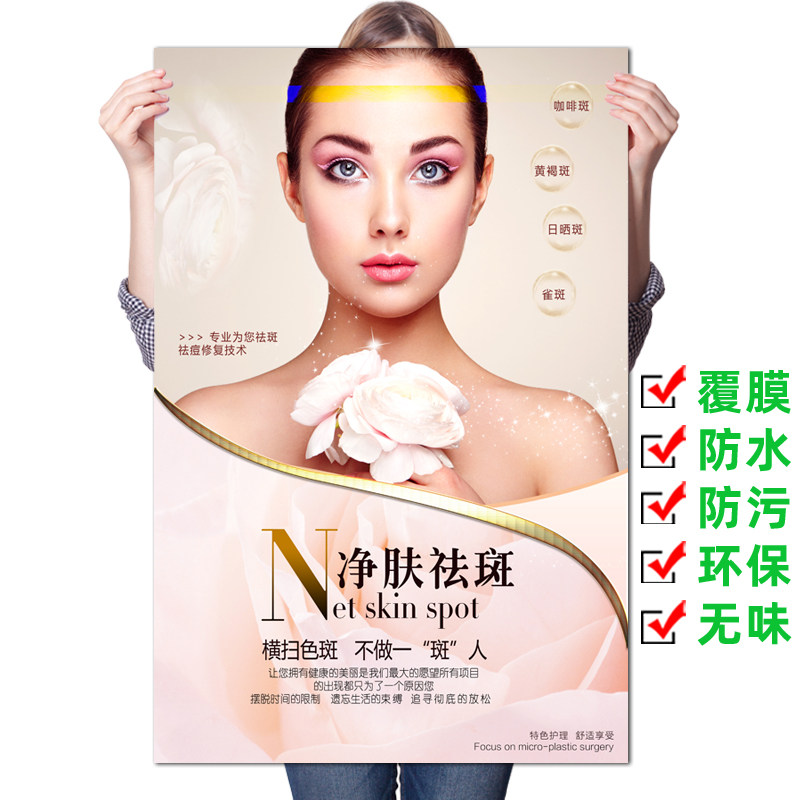 净肤袪斑海报眉眼唇装饰画美容院墙壁挂画韩式微整形定妆纹绣图片