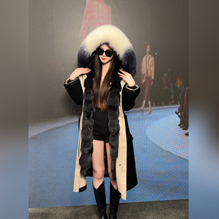 免洗面料狐狸门襟渐变狐狸毛领高定派克服 2025新款 璀璨星河