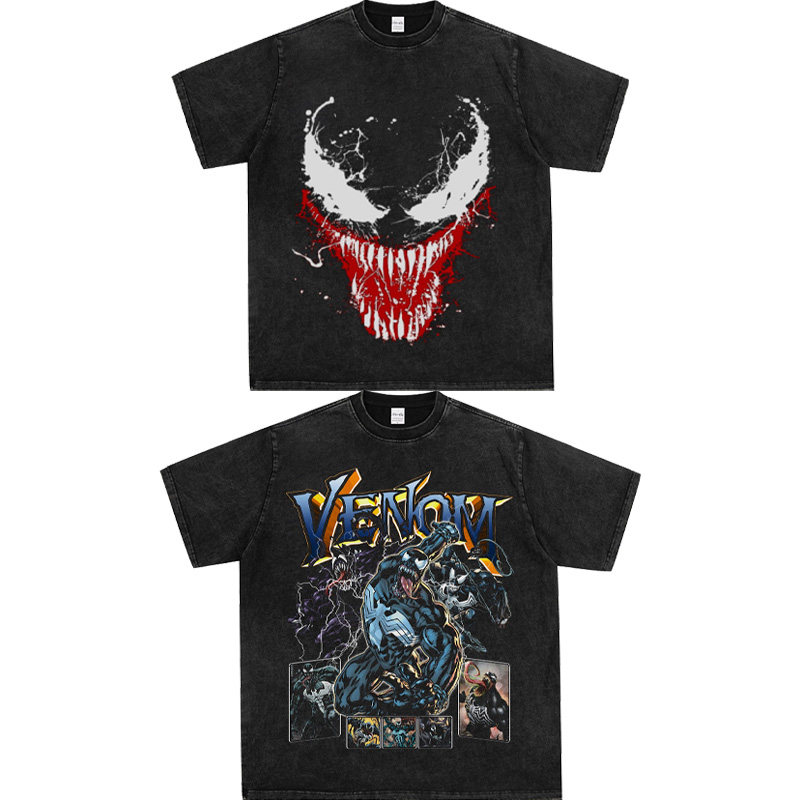 Venom 毒液漫威电影小领口纯棉高街透气印花百搭青年潮流短袖T恤