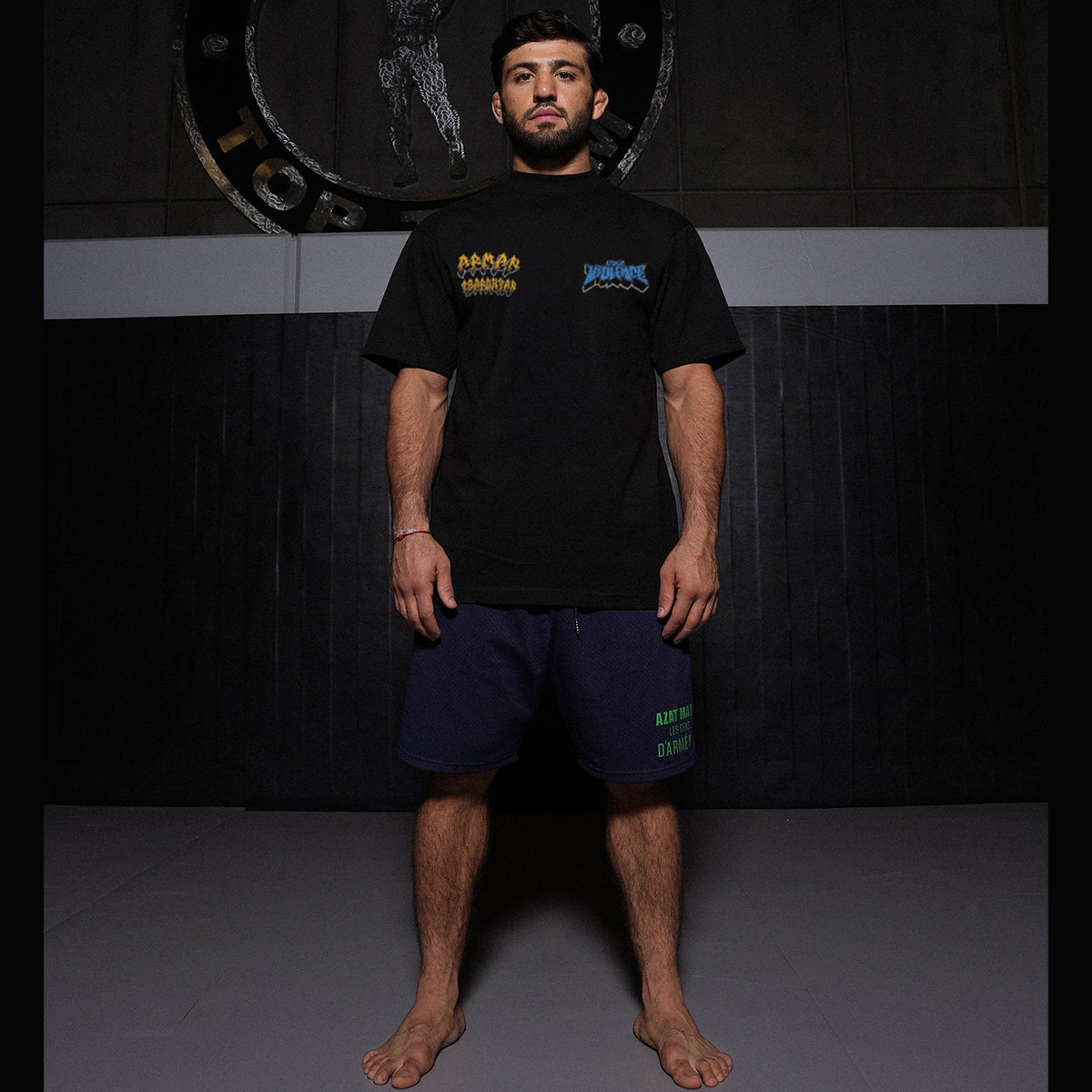 UFC格斗阿尔曼·萨鲁基安美式重磅纯棉印花短袖宽松小领口透气T恤
